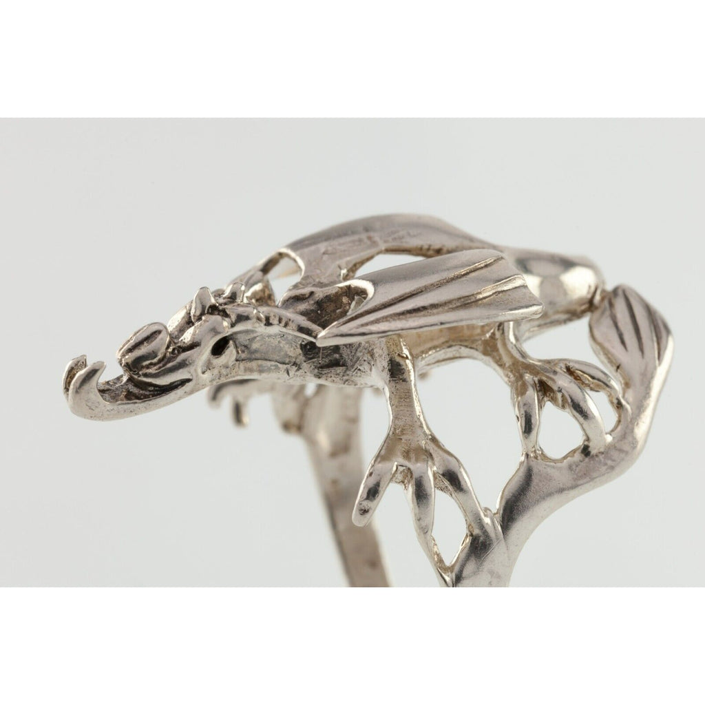Open Wing Dragon Sterling Silver Ring Size 10.75