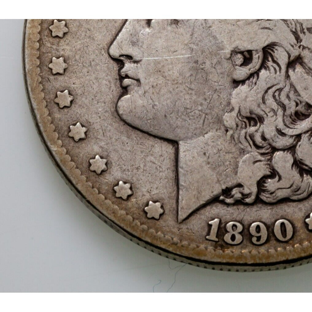 1890-CC $1 Silver Morgan Dollar in Very Good VG Condition, Light Gray Color