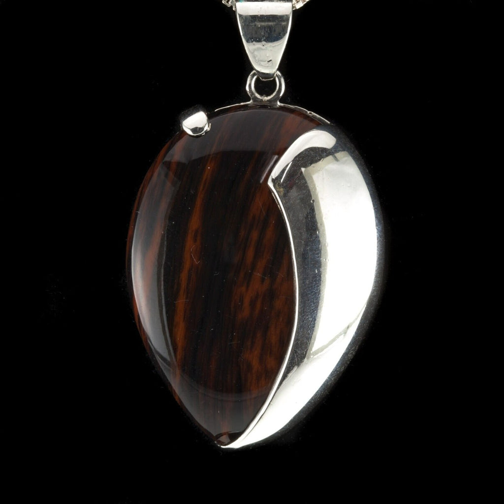 Gorgeous Petrified Wood Set in Sterling Silver Pendant 50mm Tall!