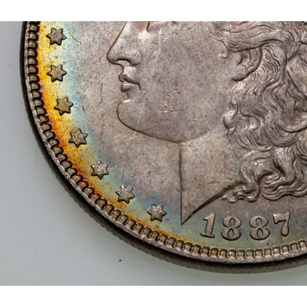 1887 $1 Silver Toned Morgan Dollar, Choice BU, Excellent Eye Appeal & Luster