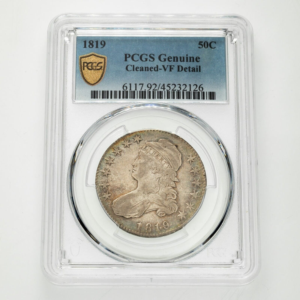 1819 50C Silver Capped Bust Half Dollar Graded By PCGS As VF Details (Cleaned)