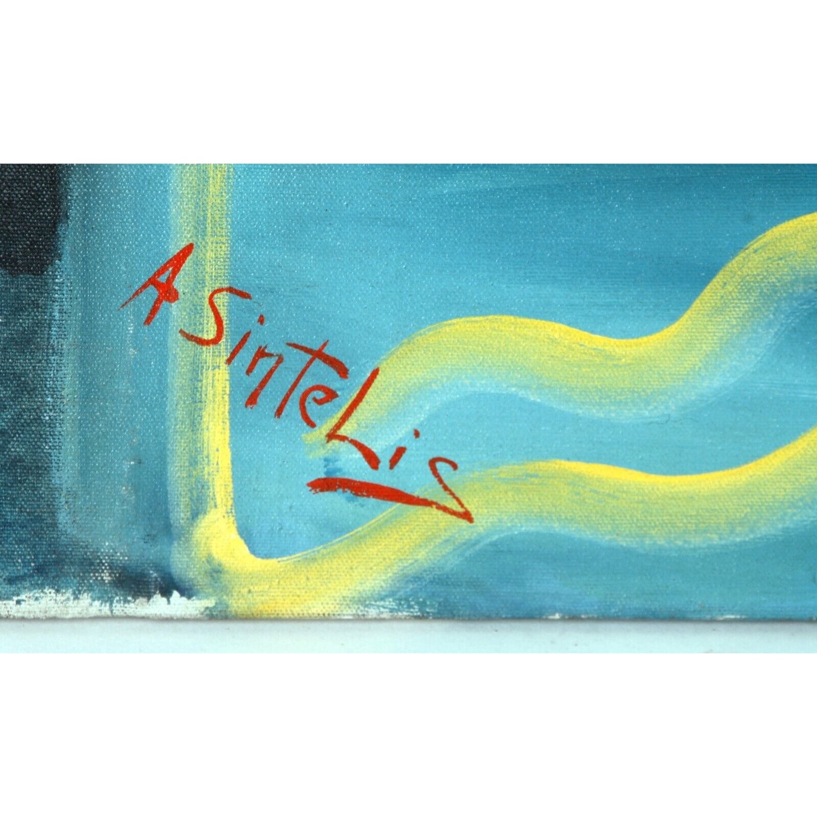 A. Sintelis: Untitled Abstract Oil Painting on Canvas Signed Large Siz ...