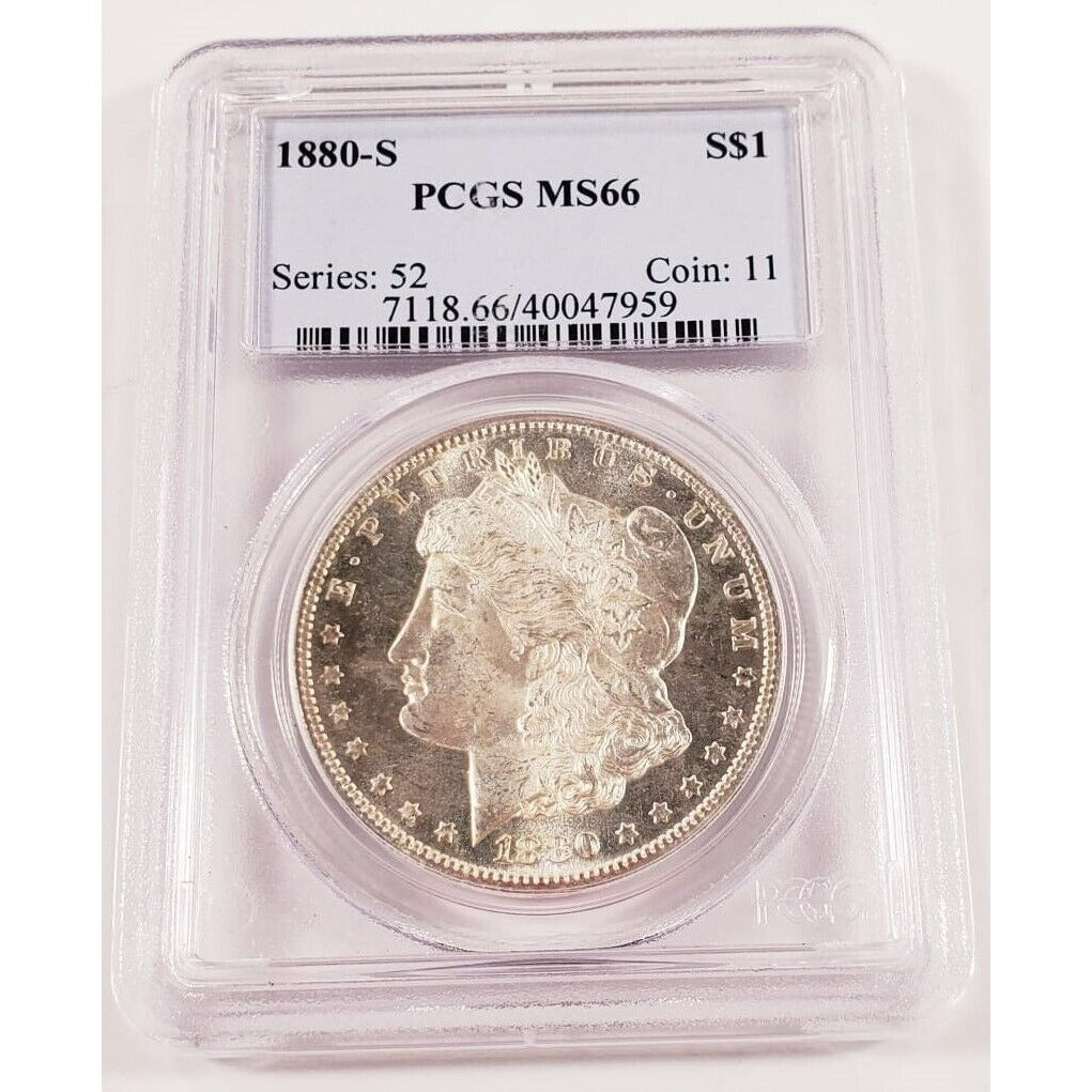 1880-S $1 Silver Morgan Dollar Graded by PCGS as MS-66