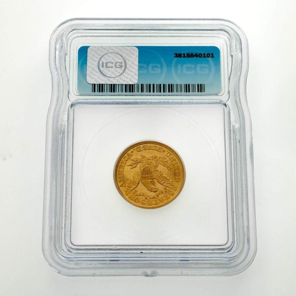 1907 $5 Gold Liberty Repunched Date Graded by ICG as MS62