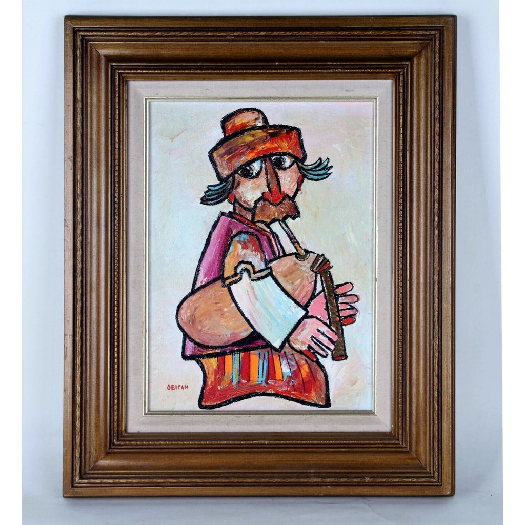 Jovan Obican: The Bagpiper - Acrylic Painting Signed