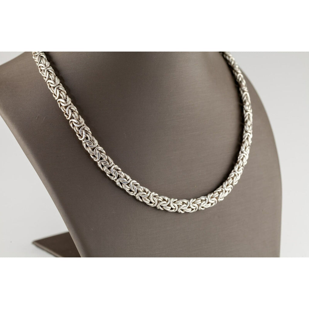 Sterling Silver Byzantine Chain Necklace 17" 6 mm Wide