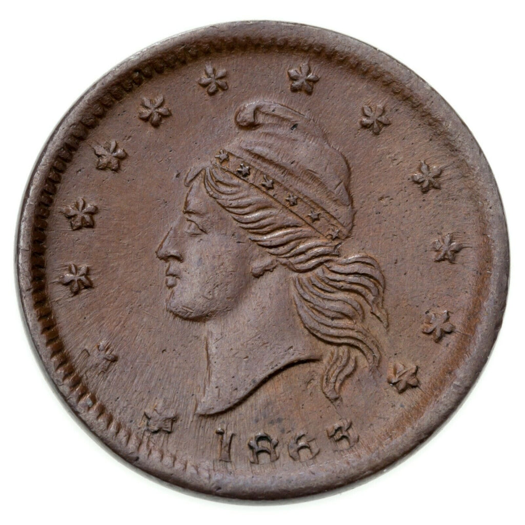 1863 Civil War Token ARMY & NAVY F-6c/314, AU Condition
