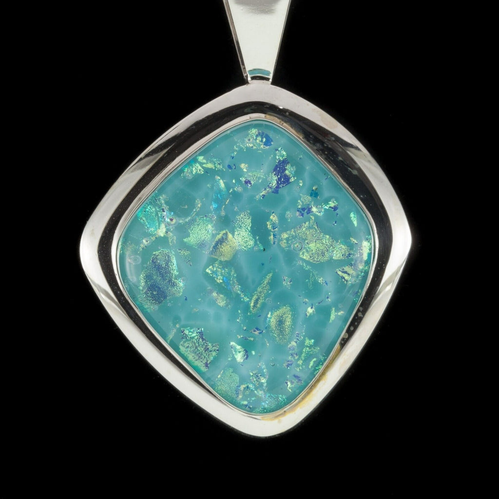 Jay King DTR Sterling Silver Turquoise Art Glass Pendant 32.5g