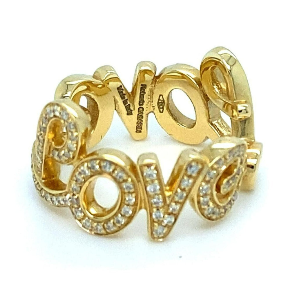 Roberto Casarin 18k Yellow Gold and Diamond "Love" Ring Size 6.5 10g