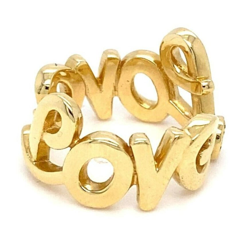 Roberto Casarin 18k Yellow Gold and Diamond "Love" Ring Size 6.5 10g