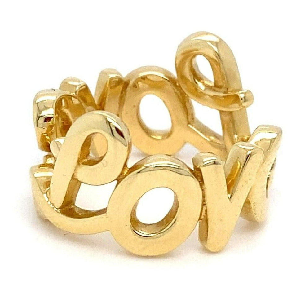 Roberto Casarin 18k Yellow Gold and Diamond "Love" Ring Size 6.5 10g