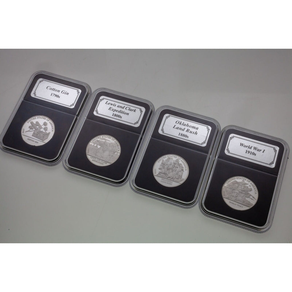 Danbury Mint American History 1/2 Oz. Silver Medallions Lot of 4 in Cases