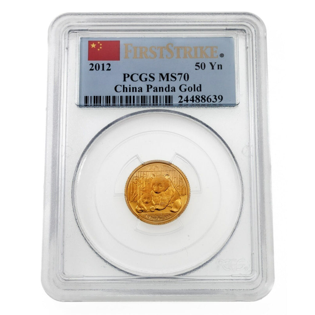 2012 China .999 Gold 1/10 Oz. 50 Yuan Graded by PGCS as MS70 First Strike