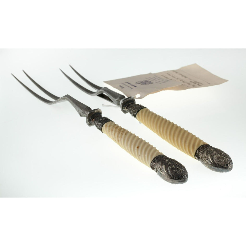 Victorian five piece carving set, by Robert F Mosley & Co, Sheffield