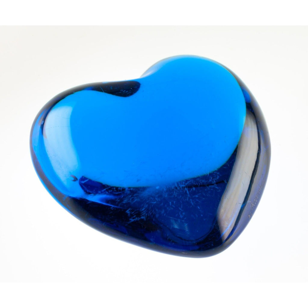 Baccarat Blue Puffy Crystal Heart Paperweight 3"