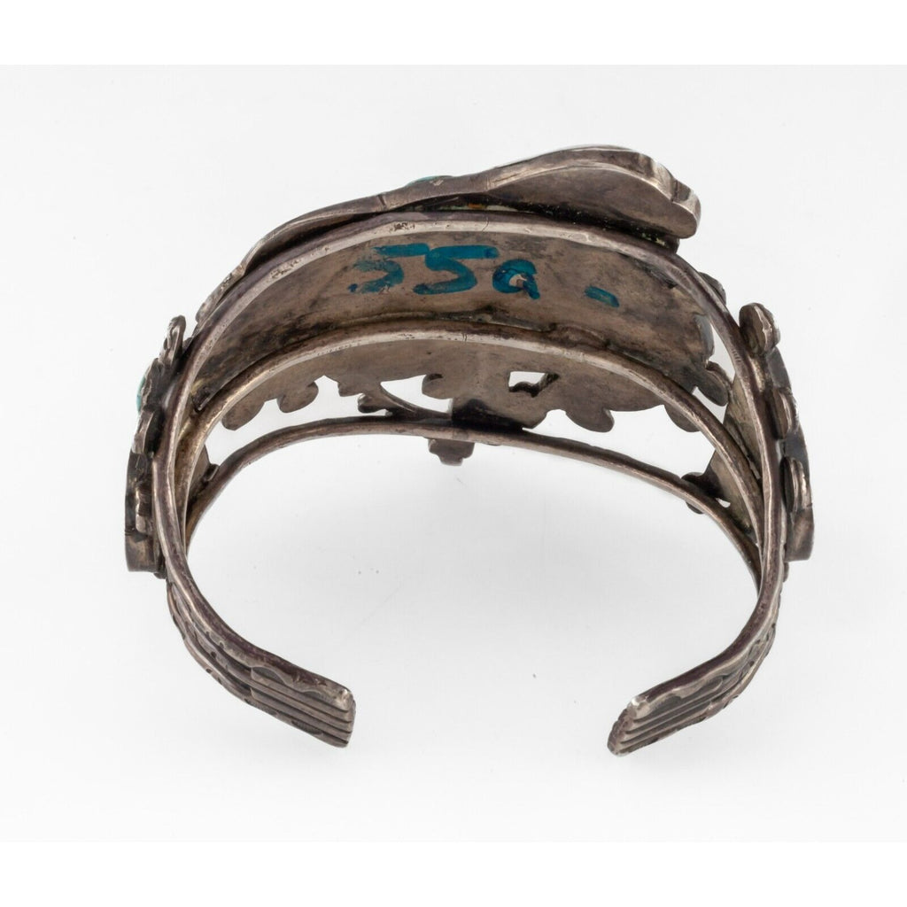 Vintage Zuni John Lucio Eagle Dancer Sterling Silver Inlay Cuff Bracelet