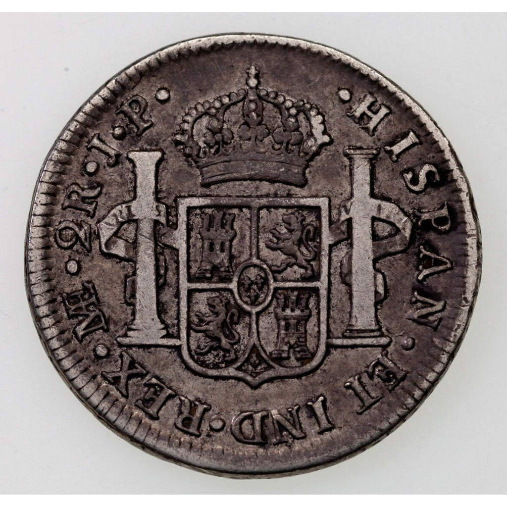 1819 Peru 2 Reales Silver Coin in VF, King Ferdinand VII, LIMA Mint KM 115.1