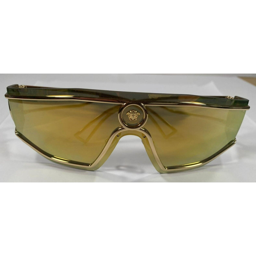 Versace Gold Brown Mirror Sunglasses 2226 w/ Case and Pouch