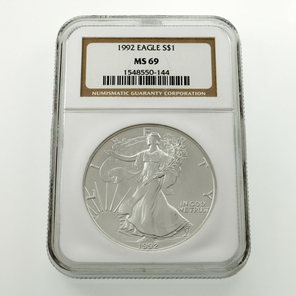 1992 $1 Silver American Eagle Graded by NGC as MS-69