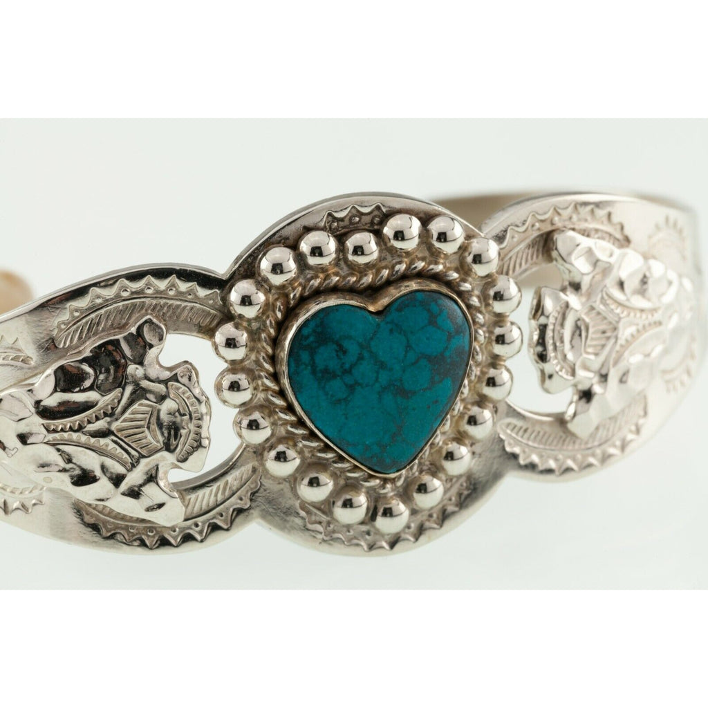Native Arrow Cuff Bracelet with Turquoise Heart Center Stone