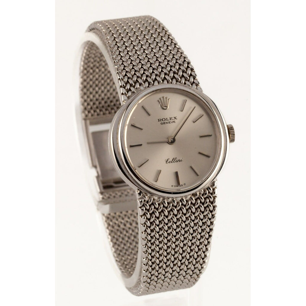 Rolex Women's 18k White Gold Hand-Winding Cellini Original Band 4074