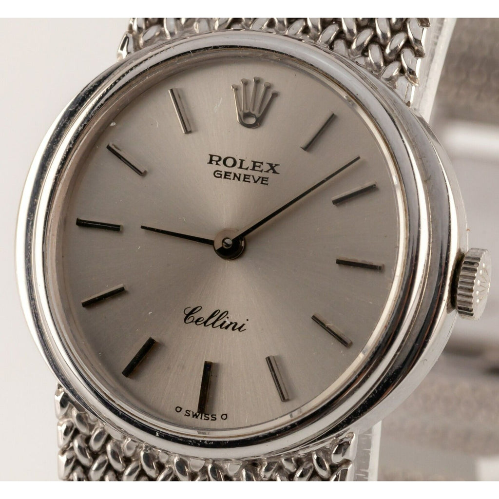 Rolex Women's 18k White Gold Hand-Winding Cellini Original Band 4074