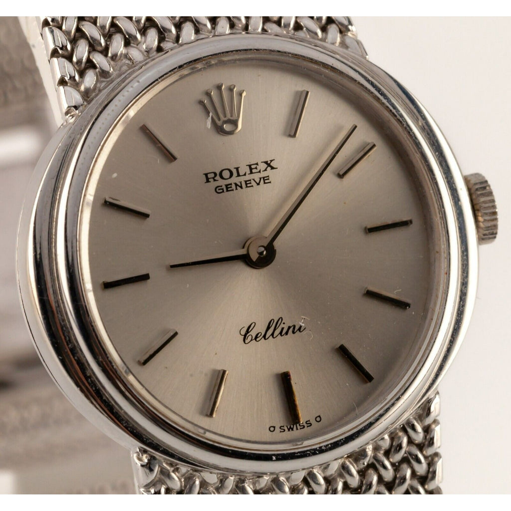 Rolex Women's 18k White Gold Hand-Winding Cellini Original Band 4074
