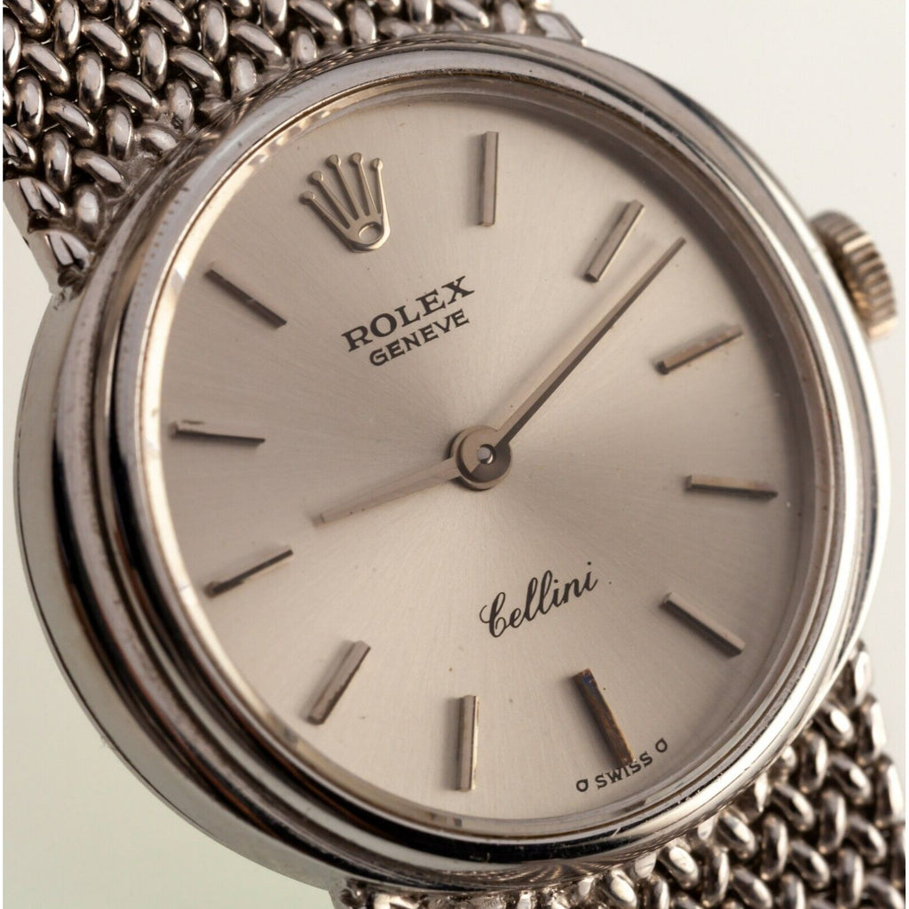 Rolex Women's 18k White Gold Hand-Winding Cellini Original Band 4074
