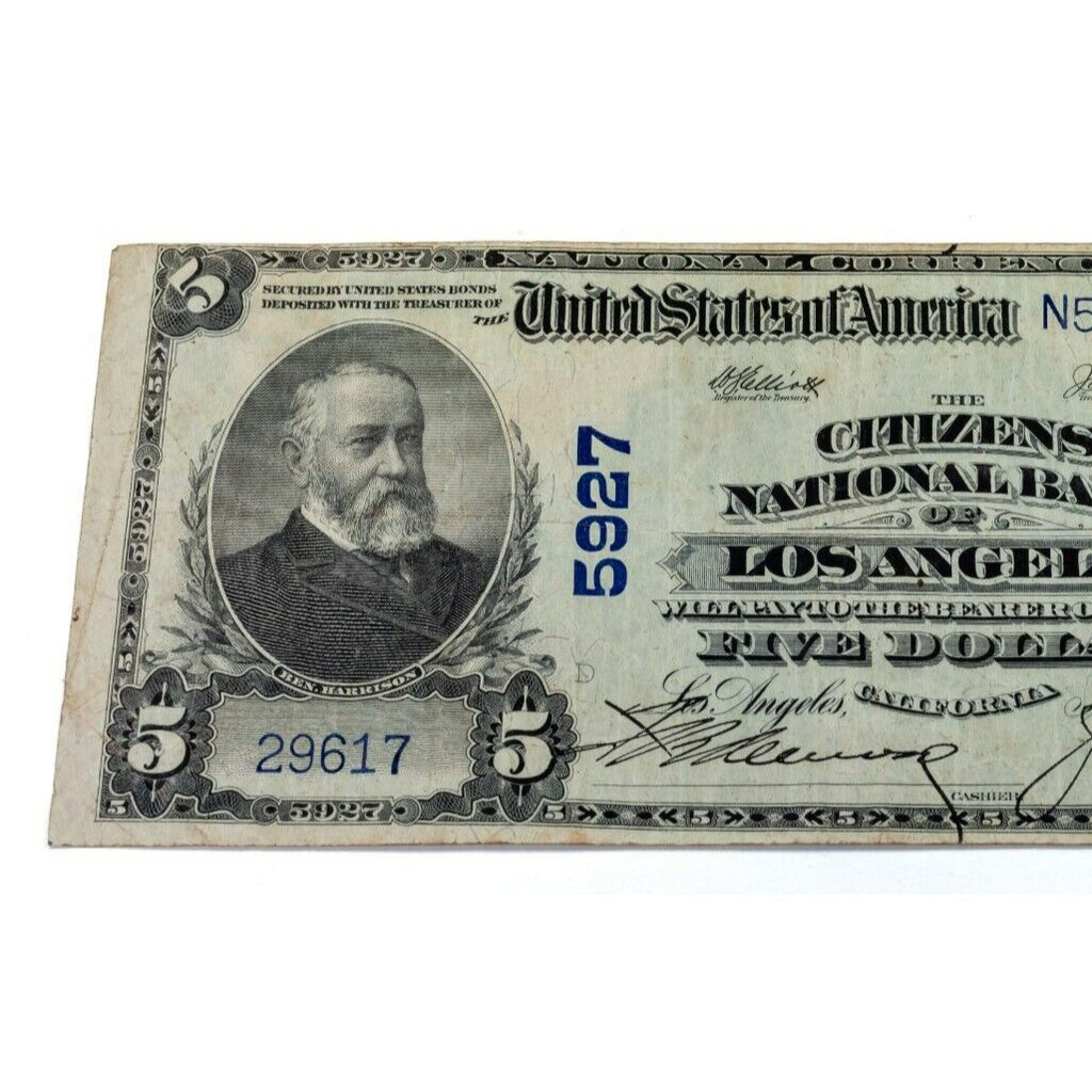 Series of 1902 National Currency Note Fr #607 Ch #5927 CNB Los Angeles VF