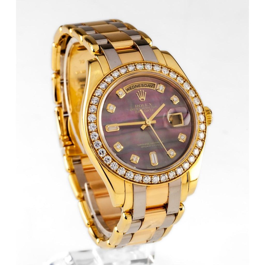 Rolex Pearlmaster Tridor 18k Gold Men's Day-Date w/ Tahitian MOP Dial 18948