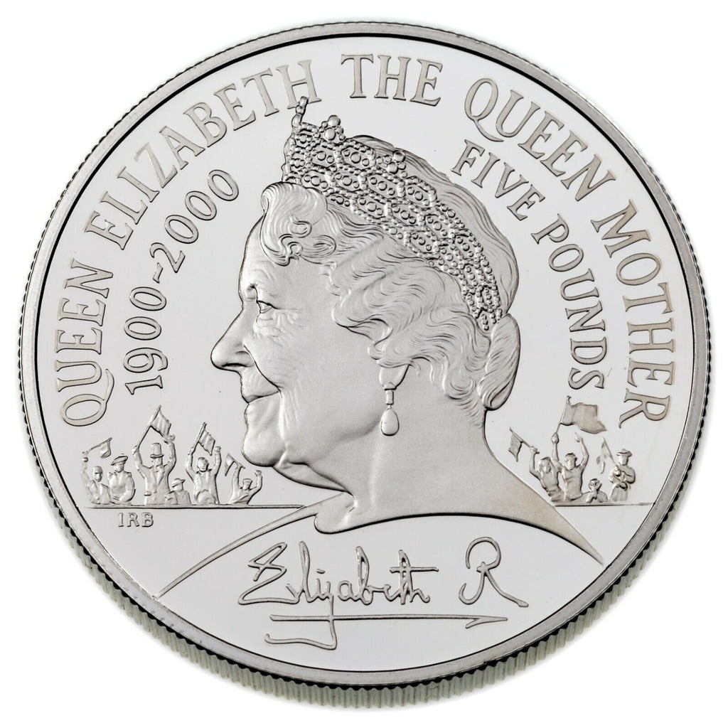 2000 Great Britain Silver Five Pound Proof Piedfort Coin, 100th Birthday KM P112