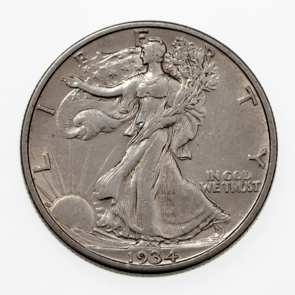 1934-S 50C Walking Liberty Half Dollar AU Condition, Strong Luster