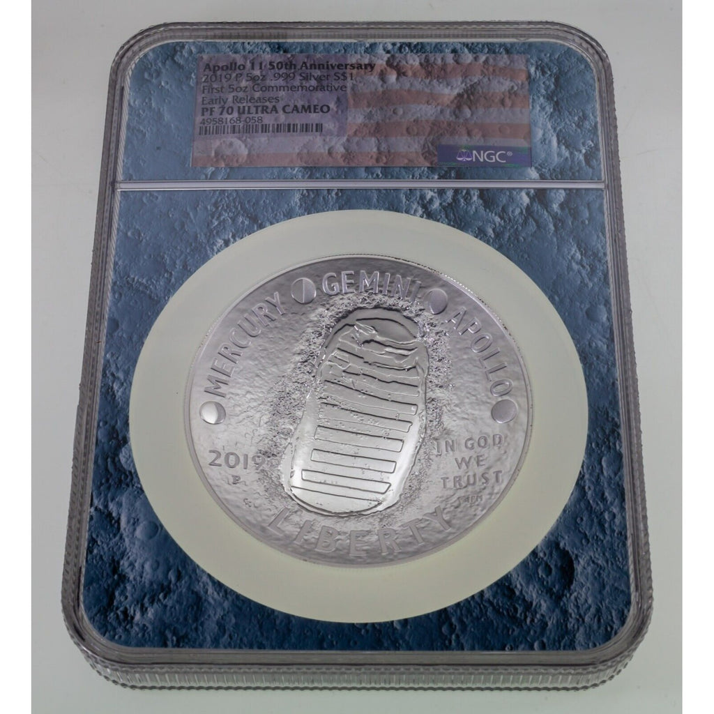 2019-P S$1 5 Oz. Apollo 11th 50th Anniversary 5 Oz. Commemorative NGC PF70 UCam