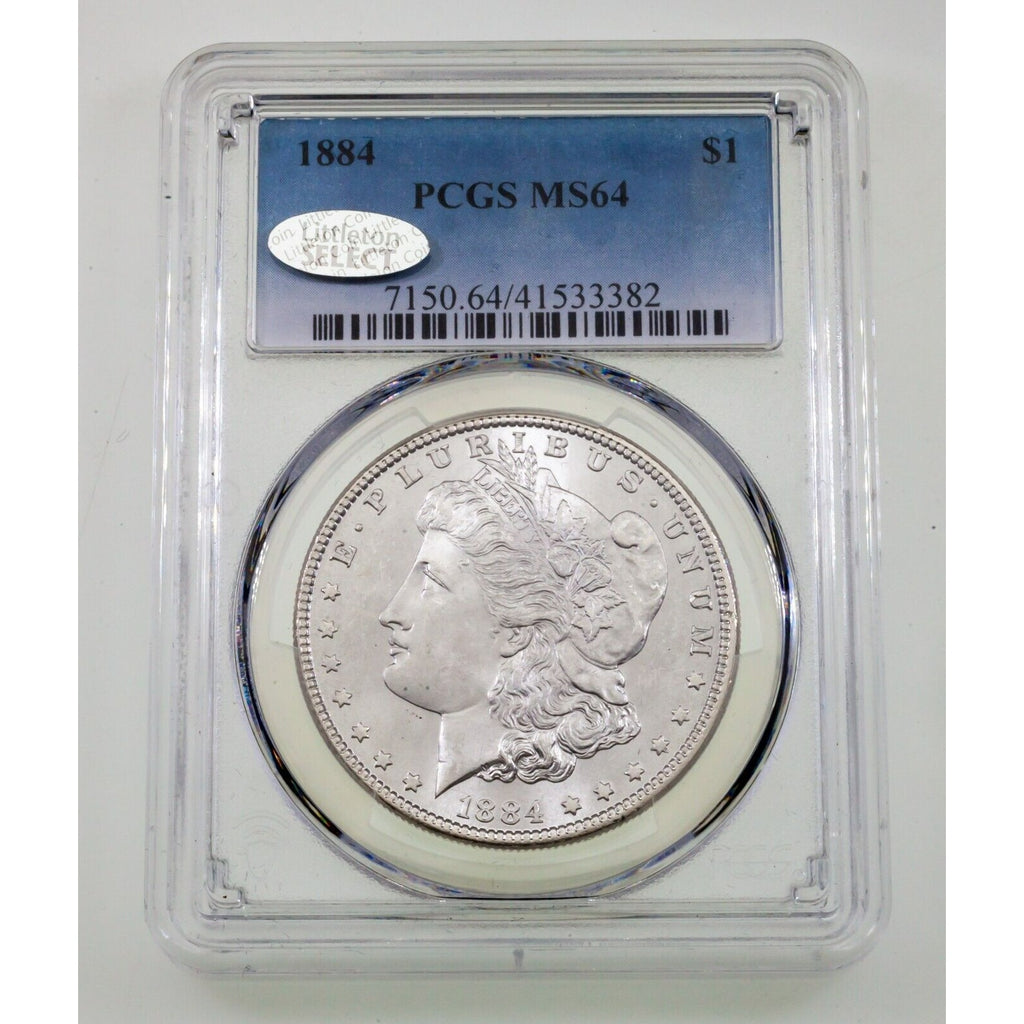 1884 $1 Silver Morgan Dollar Graded by PCGS as MS-64