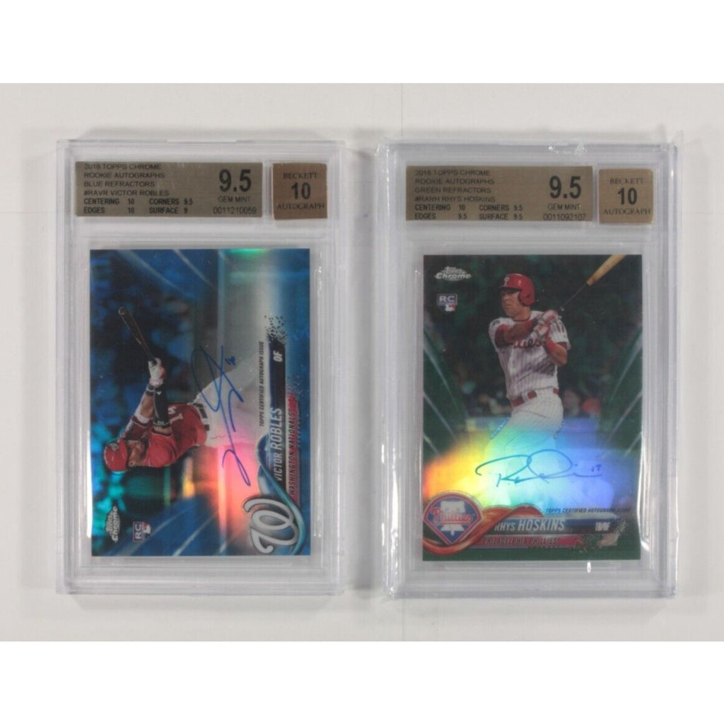 Lot Of 2 BGS 9.5 2018 Topps Chrome Rooke Auto Victor Robles and Rhys Hoskins