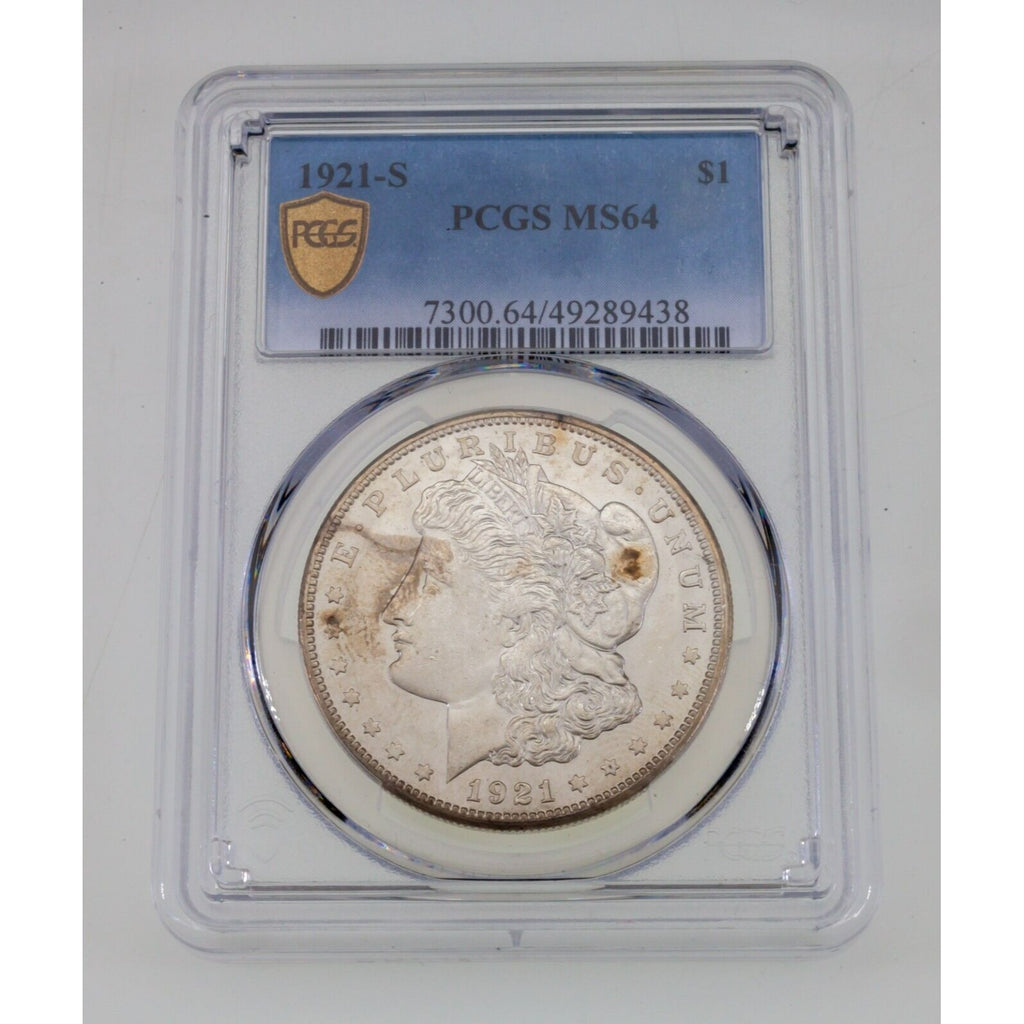 1921-S $1 Silver Morgan Dollar Graded by PCGS as MS-64