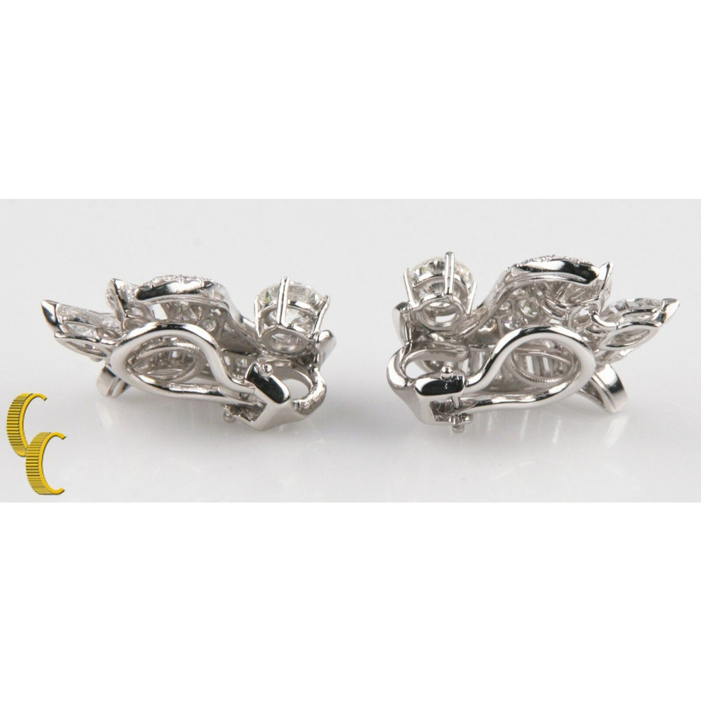 9.00 carat Diamond 14k White Gold Clip-On Floral Earrings