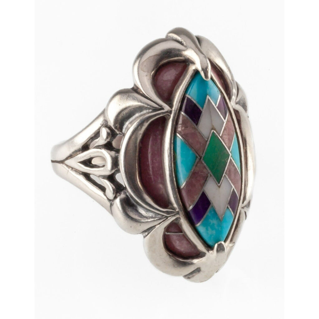 Carolyn Pollack Anglo Sterling Silver Inlay Ring Sz 10.25