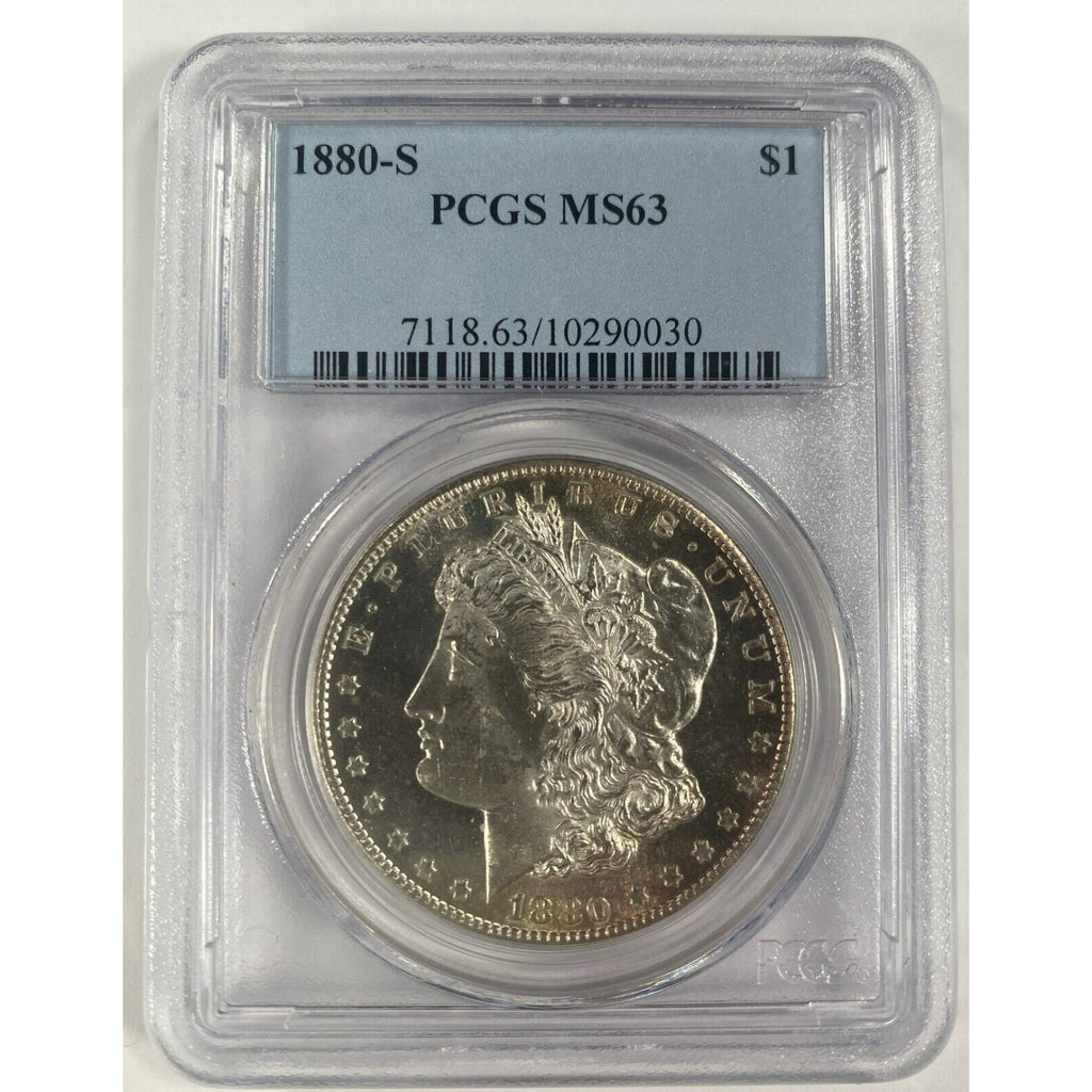1880-S $1 Silver Morgan Dollar Graded by PCGS as MS-63