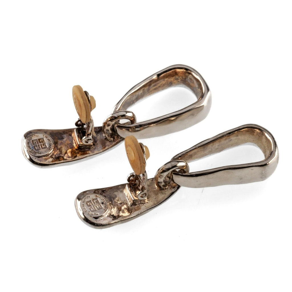 GIVENCHY Silver Tone Door Knocker Clip-On Earrings Gorgeous!