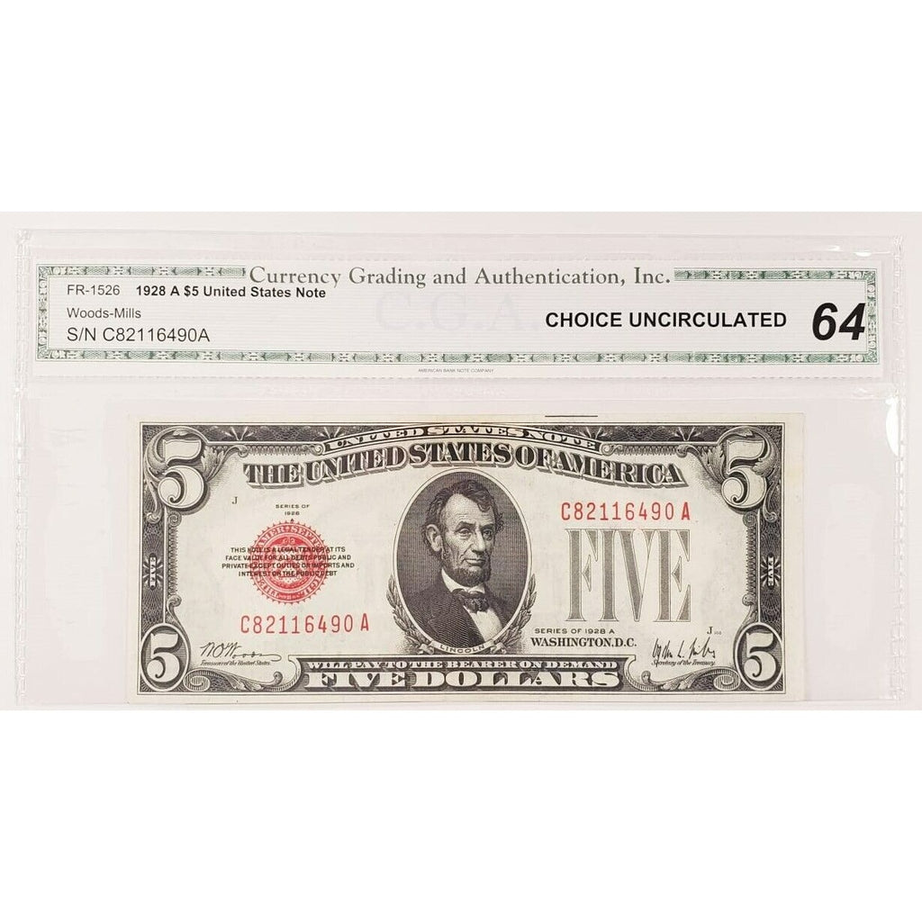 1928-A $5 United States Note Choice Uncirculated FR #1526