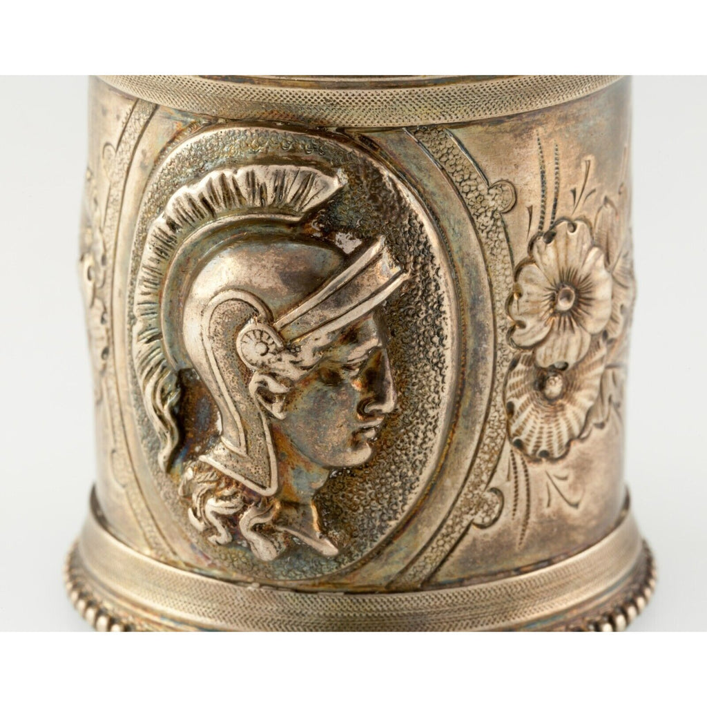 Silver Napkin Ring Holder With Flora Pattern & Trojan Praetorian Repousse