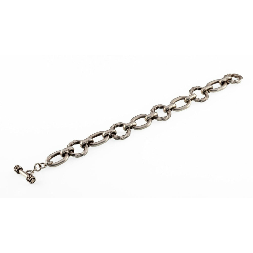 Sterling Silver Heavy Alternating Link Bracelet 8.5"