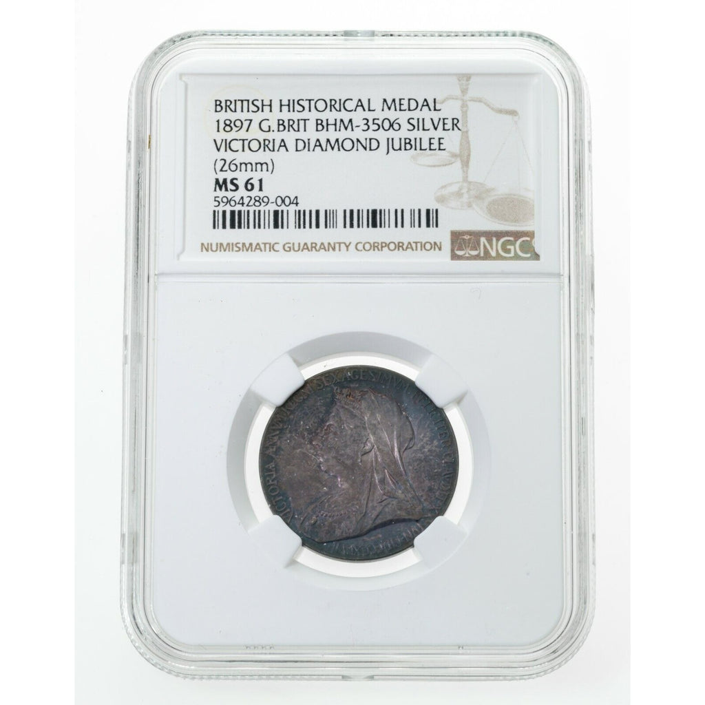 1897 Great Britain Queen Victoria Diamond Jubilee Silver Medal BHM-3506, MS-61