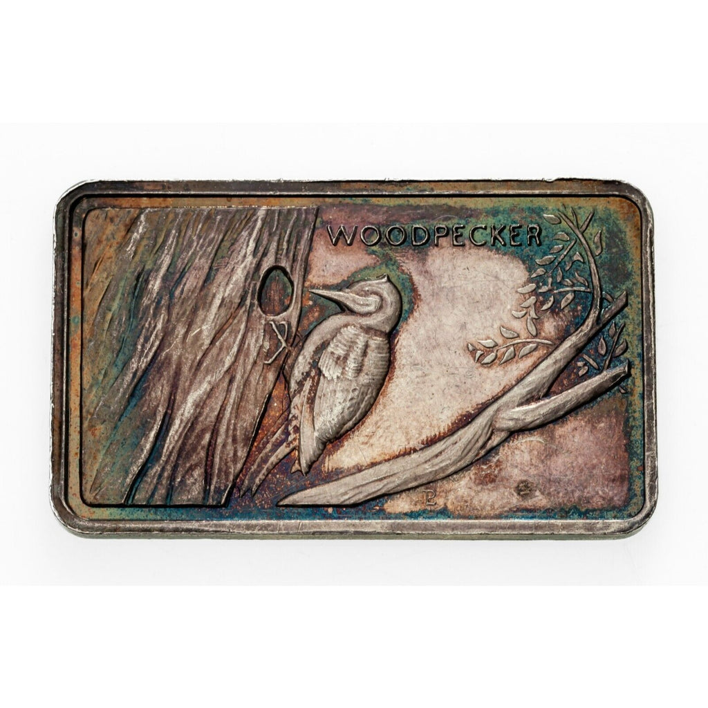 Wildlife Tree - Woodpecker 1 oz Silver Art Bar By Mount Everest Mint
