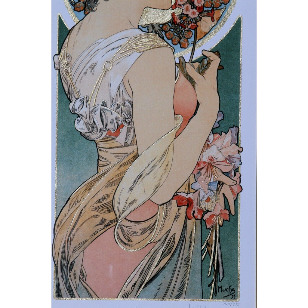 "Primrose" 1899 by Alphonse Mucha Signed LE #164/475 Giclée Framed w/ CoA