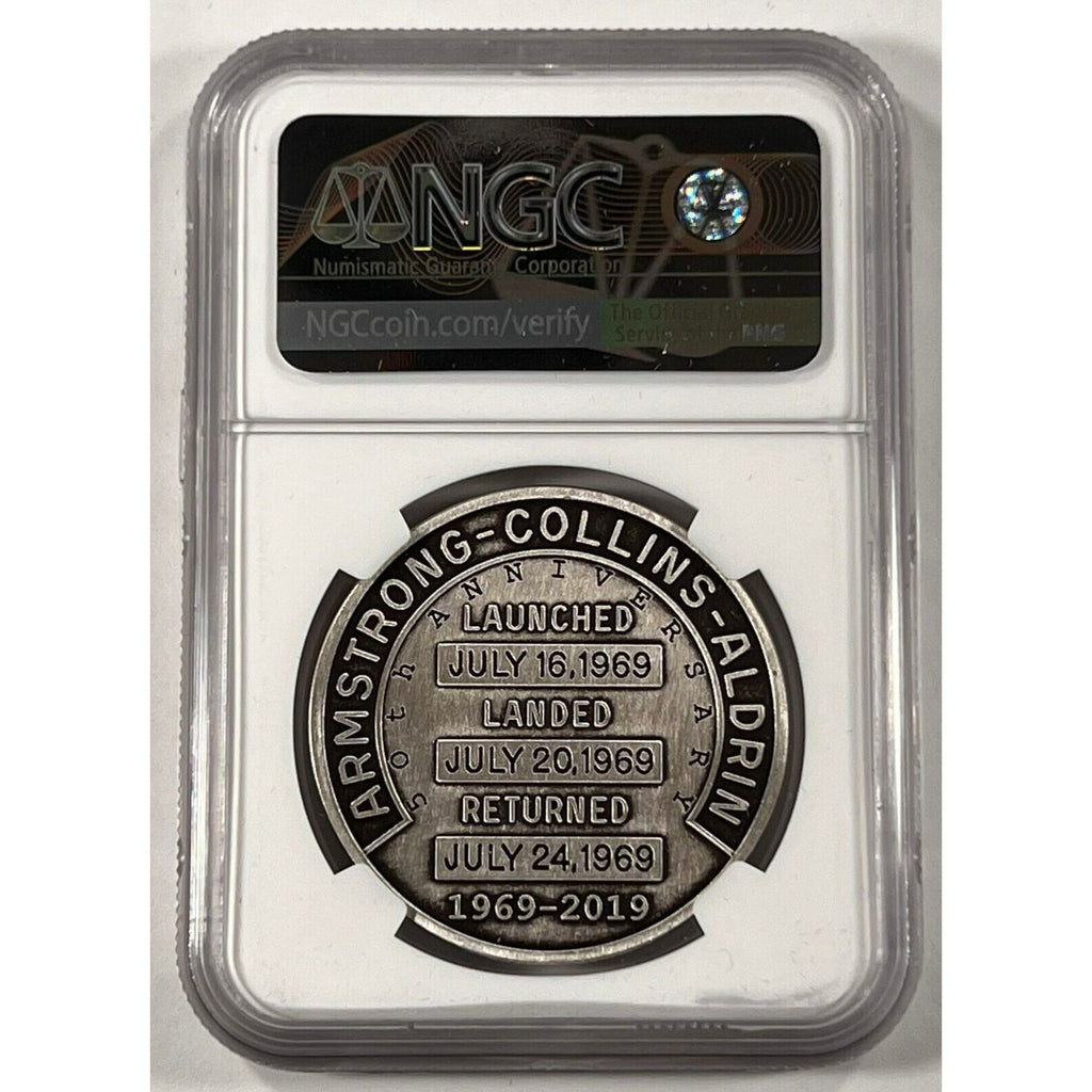 2019 Apollo 11 50th Anniversary Robbins Restrike NGC MS70 FDOI w/ Box Space