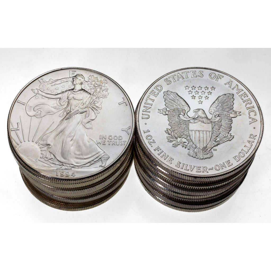 Roll of 20 1994 1 Oz. Silver American Eagles BU Condition