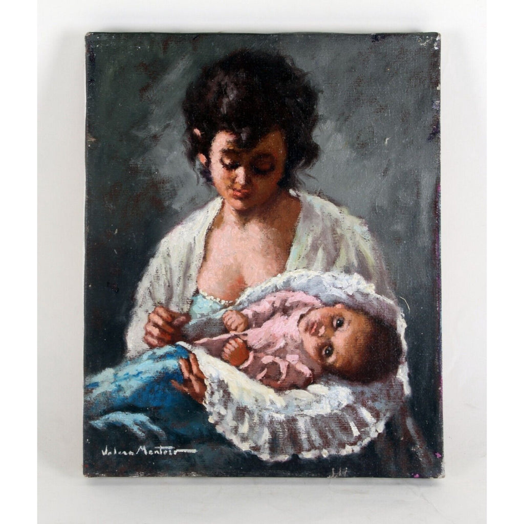 MY BEAUTIFUL BABY HELENA MONTREC OIL ON CANVAS UNFRAMED 14" X 11"