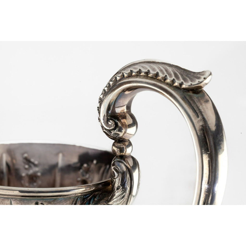 Gorgeous, Unique Coin Silver Repousse Water Pitcher by Lincoln & Foss ~1850s